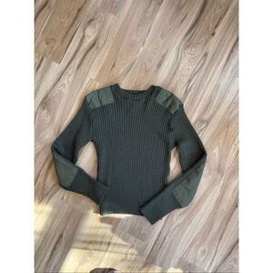 Vintage US Marine Corps Mens Olive Green Knitted Wool Commando Sweater Size 38 E